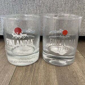 Finlandia Vodka West Mclaren Mercedes Bar Drinking Glass Finland Set of 2